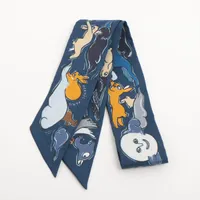 エルメス ツイリー MILLE ET UN LAPINS 千と一羽のうさぎ シルク スカーフ ブルー