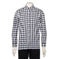 ヴィトン コットン チェックシャツ 17SS ネイビー ＡＢランク