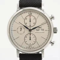 IWC ポートフィノ クロノグラフ IW391007 SS×社外ナイロン AT シルバー文字盤