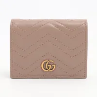 グッチ GGマーモント 466492 レザー コンパクトウォレット ベージュ Ａランク