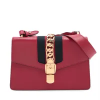グッチ シルヴィ レザー ショルダーバッグ レッド ＡＢランク