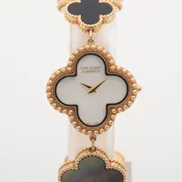 ヴァンクリーフ&アーペル ヴィンテージアルハンブラ VCARF53500 YG QZ シェル文字盤