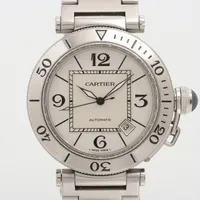 カルティエ パシャ シータイマー W31080M7 SS AT シルバー文字盤