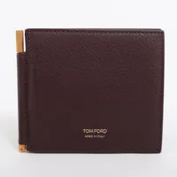 トムフォード ロゴ レザー マネークリップ ボルドー ＡＢランク