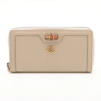 グッチ ダイアナ 658634 レザー ラウンドジップウォレット ベージュ ＡＢランク