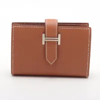 エルメス ベアンミニ シェブルミゾル コインケース ブルー シルバー