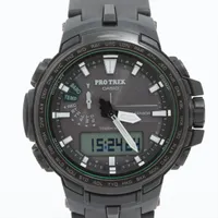 カシオ プロトレック PRW-S6100Y SS×ラバー ソーラー 黒文字盤
