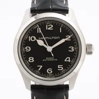 ハミルトン カーキ H70405730 SS×革 AT 黒文字盤
