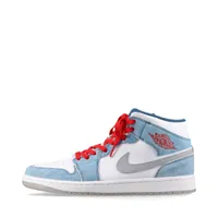 ナイキ AIR JORDAN 1 MID SE スエード ハイカットスニーカー ライトブルー Ａランク