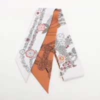 エルメス ツイリー BRIDES DE GALA EN FLEURS ブリッド ドゥ ガラ アンフルール＆アイライナー シルク スカーフ ホワイト Ａランク