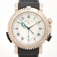 ブレゲ マリーン ロイヤル アラーム 5847BB/12/5ZV WG×ラバー AT シルバー文字盤