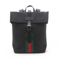 グッチ シェリーライン ナイロン バックパック/リュック ブラック Ａランク