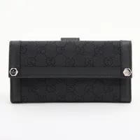 グッチ GGキャンバス 231839 キャンバス 長財布 ブラック Ａランク
