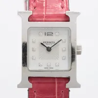 エルメス Hウォッチ HH1.110 SS×革 QZ シェル文字盤