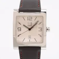 ダンヒル スクエア SS×社外革 QZ アイボリー文字盤