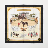 エルメス カレ90 LES HARAS NATIONAUX 国立種馬飼育場 シルク スカーフ ブラック ＡＢランク