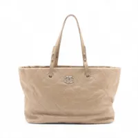 シャネル ワイルドステッチ レザー ベージュ シルバー金具 ＡＢランク