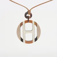エルメス Hエキップ バッファローホーン ネックレス ベージュ ＡＢランク
