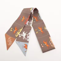 エルメス ツイリー HERMES PARADE エルメスパラード シルク ツイリー ブラウン Ａランク