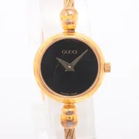 グッチ バングルウォッチ 2700.2.L GP×革 QZ 黒文字盤