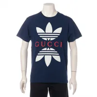 グッチ×アディダス コットン Tシャツ ネイビー ＡＢランク