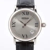 モンブラン マイスターシュテュック 7042 SS×社外革 AT シルバー文字盤