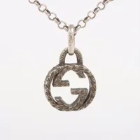 美品 グッチ ネックレス インターロッキング アラベスク シルバー925 グッチネックレスアラベスクインターロッキングGG シルバー925
