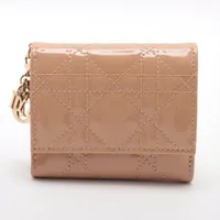 美品✨Dior カナージュ ロータスウォレット コンパクトウォレット ラムレザー 美品 ディオール カナージュ ロータスウォレット 三つ折財布