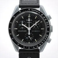 オメガ×スウォッチ スピードマスター ミッショントゥ ムーン SO33M100 CE×ナイロン QZ 黒文字盤 Ａランク