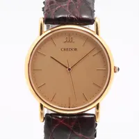 セイコー クレドール 9571-6060 YG×社外革 QZ シャンパン文字盤