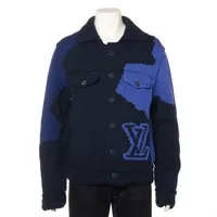 ルイ・ヴィトン LVロゴ ウール ニットジャケット 20AW ネイビー