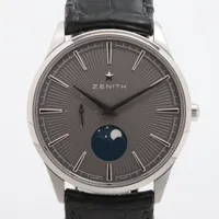 ゼニス エリート ムーンフェイズ SS×革 AT グレー文字盤