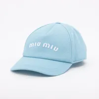 ミュウミュウ ロゴ 5HC179 コットン キャップ ブルー ＡＢランク