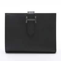 エルメス ベアンコンパクト ヴォーマダム ブラック シルバー金具 Ａランク