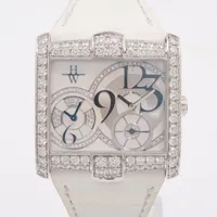 ハリーウィンストン アヴェニュースクエアード 350/LQTZWL.MD2/D3.1 WG×革 QZ シェル文字盤