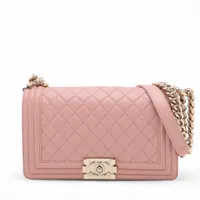 シャネル ボーイシャネル25 ラムスキン ピンク ゴールド金具 ＡＢランク