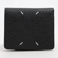 メゾンマルジェラ 4ステッチ レザー コンパクトウォレット ブラック Ａランク
