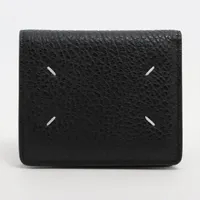 メゾンマルジェラ 4ステッチ レザー コンパクトウォレット ブラック Ａランク
