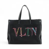 ヴァレンティノガラヴァーニ VLTN キャンバス トートバッグ ブラック ＡＢランク