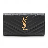 サンローランパリ YSLライン GBL372264 レザー 財布 ブラック ＡＢランク