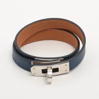 エルメス ケリーブレスレット ドゥブルトゥール レザー ブレスレット □R:2014 ネイビー ＡＢランク