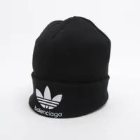 バレンシアガ ロゴ 724009 443B1 アクリル ニットキャップ ブラック Ａランク