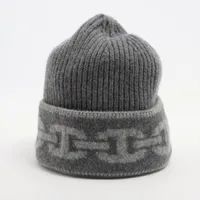 エルメス シェーヌダンクル カシミヤ ニットキャップ グレー Ａランク