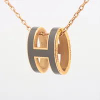エルメス ポップH GP ネックレス ST0168 グレージュ×ゴールド ＡＢランク