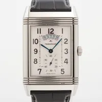 ジャガールクルト グランドレベルソ Q3748420 SS×革 手巻き シルバー文字盤