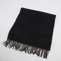 エルメス ロゴ カシミヤ マフラー ブラック Ａランク