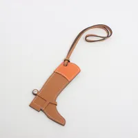エルメス パドックブーツ レザー チャーム ブラウン×オレンジ ＡＢランク