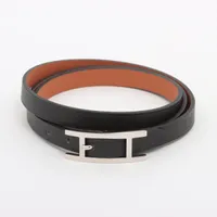 エルメス ビーアピ ドゥーブルトゥール GP×革 ブレスレット C:2017 ブラック Ａランク