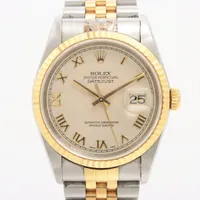 ロレックス デイトジャスト 16233 SS×YG AT アイボリーピラミッド文字盤