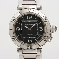 カルティエ パシャ シータイマー W31077M7 SS AT 黒文字盤
